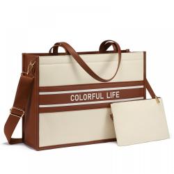 LOVEVOOK 2023 Women Fashion Handbags 2pcs/set shopping Tote Bag Shoulder Bag with clutch Purse Canvas bags women handbags ladies