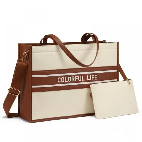 LOVEVOOK 2023 Women Fashion Handbags 2pcs/set shopping Tote Bag Shoulder Bag with clutch Purse Canvas bags women handbags ladies