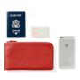 Custom Red Women Fashion Leather Clutch Pouch Card Slots Function Document Organizer Slim Zip Travel Wallet
