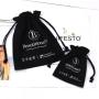 Custom Screen Printing Black Cotton Canvas Pouch Drawstring Gift Cosmetic Dust Canvas Packing Bag