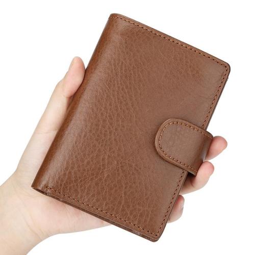 Factory Retro Man Short Trifold Wallet Slim genuine leather wallet for men credit card holder multi-function wallet wholesale