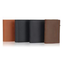 Wholesale Genuine Leather Metal Card Holder Wallet Crazy Horse Leather Metal Card Holder Aluminium Wallet