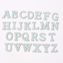 Stock 26 Pieces A-Z Pearl Alphabet English Letter Self Adhesive 3M Backing Embroidery for Clothing Logo DIY Letter Patches
