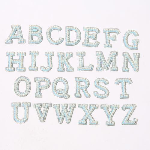 Stock 26 Pieces A-Z Pearl Alphabet English Letter Self Adhesive 3M Backing Embroidery for Clothing Logo DIY Letter Patches