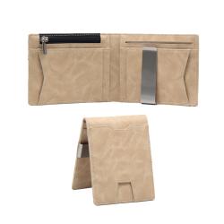 Customized leather good leather money clip bifold wallets minimalist card holder DDP shipping