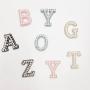 Keymay RTS Lightweight Personalized Varsity Self Adhesive Embroidered Letter Patch Sticker Patch Rhinestone Pearl Letter Patches