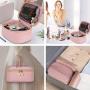Brown Checkered Makeup Case Portable Pu Cosmetic  Makeup Bag Vegan Leather  Cosmetic Bag Travel Bag For Cosmetics