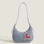 French Fairy Bag This Year Popular Denim Bag 2024 New French Niche Rhine-Diamond Underarm Bag Female Senior Sense