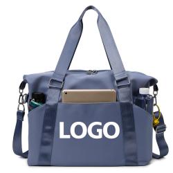 custom logo fashion waterproof wet pocket overnight shoulder weekend yoga handbag sport travel duffle gym bag for women