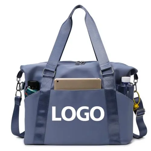 custom logo fashion waterproof wet pocket overnight shoulder weekend yoga handbag sport travel duffle gym bag for women