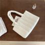 Embroidery logo customized single shoulder large capacity handbag cotton material soft tote bag trend fashion puff bag female