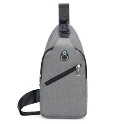 ZR521 Mens Chest Bag Vest New USB Shoulder Bag Sports Travel Cross Body Bag Leisure Solid Color Nylon Cloth Sling Chest