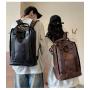 ZF346 Unisex Laptop Backpack Fashion Trendy PU Leather Business Custom College School Bag Cool Boy Leisure Travel Backpack