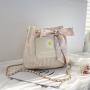 Straw Designer Tote Woman Handbag Custom Magnetic Button Large Capacity Bucket Bag Fresh Shopping Woven Chain Bags