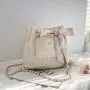 Straw Designer Tote Woman Handbag Custom Magnetic Button Large Capacity Bucket Bag Fresh Shopping Woven Chain Bags
