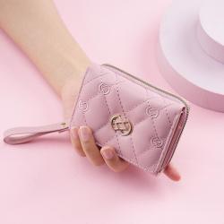 KBW702 Women Short Wallet Fashion Girl Buckle Cross Wallet Horizontal Square Card Holder Handbag Coin Purse Zero Wallet