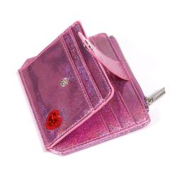 CUIKCA New Fashion Women Glitter Leather Slim Wallet Zipper Coin Girl Purse Buckle ID Bank Credit Card Holder  ID & Card Holder