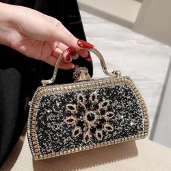 sac tendance 2024  Women's Dinner Bag Luxury Diamond Wedding Square Chain Shoulder Rhinestone Handbag Shiny Evening Clutch Bags