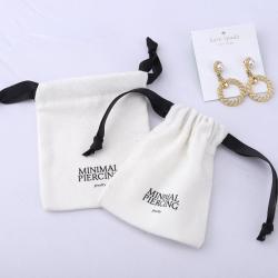 Custom Logo Printing Brush Canvas Drawstring Jewelry Bag Packaging Small Cotton Gift Canvas Jewelry Pouch