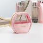 Luxury Travel Toiletry Pvc Pu Leather Would Handles Waterproof Large-Capacity Transparent Cosmetic Bags For Makeup Artist