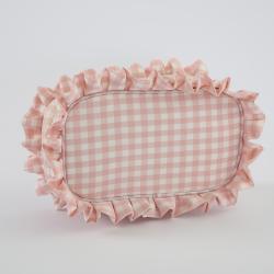 Fashion Design Hot Sale Luxury Convenient Portable Lipstick Case Travel Pouch Toiletry Square Gingham Ruffled Plaid Cosmetic Bag