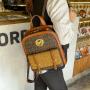 Popular Large Capacity Backpack College English Style Letter Contrast Backpack European and American Retro PU Polyester Zipper