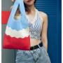 Gelory New Flower knitted bag large capacity tote bag student shoulder wool bag for women