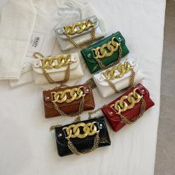 New 2023 Fashion Women's Bag Trend High Texture Crocodile Thick Chain Women's Waist Bag Pu Solid Color Single Shoulder Bag