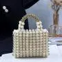 Custom Summer Handmade Beaded Bags 2024 Light Pearl Straw Bag Chain Shoulder Lady Design Pearl  Purse for Women Evening Clutch