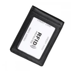 CNL007 Unisex Genuine Leather Rfid Wallet Money Clip Metal Clip Slim Leather Purse Business ID Credit Card Holder Card Case