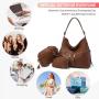 Realer 2022 3 in 1 Large Hobo Purses PU Leather Purses and Handbags Vintage Ladies Crossbody Bag Casual Hobo Handbags for Women