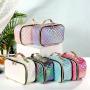 Portable Pu Lattice Fashion Women Makeup Case Laser Lattice Cosmetic Bags Toiletry Bag For Women
