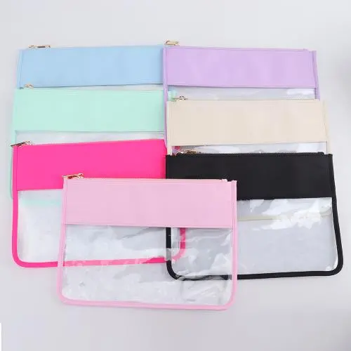 Keymay RTS Stock High Quality Popular 19 Color Cute Girls PVC Clear Makeup Organizer Bag Cosmetic Bag Waterproof Portable Pouch