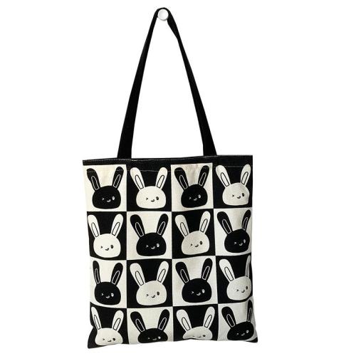 Large Capacity Student School Bag Handbag Zipper Japanese Korean Style Tote Bag Cute Rabbit New Canvas Women's Shoulder Bag