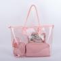 Keymay New Style Custom Logo Pvc Shoulder Shopping Bag Women Travel Beach Bag Purple Clear Tote Bag Transparent Pvc