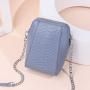 Embossed Pattern Leather Phone Pouch Bag Crossbody Genuine Leather Mobile Phone Shoulder Bag With Zipper