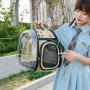 ZR041 Fashion Splicing Cat Bag Outdoor Portable Pet Cat Transparent Box Carrying Portable Space Walking Cat Bag Zipper Breathabi
