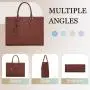 LOVEVOOK OEM custom fashion luxury high quality leather women laptop tote bag for work 15.6 inches business work office handbags