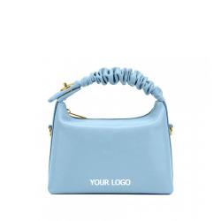 New Custom Ruched Handle Vegan Leather Womens Handbags Colorful Trendy Crossbody Small Cute Zipper Quality Pu Ladies Hand Bags