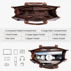 LOVEVOOK 2024 Hot Sale Vintage Leather Computer Bag Business Handbag Large Capacity Laptop Tote Work Bags Laptop Bag for Women