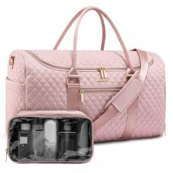 LOVEVOOK custom stylish quilted carry on outdoor handbags with transparent toiletry pouch luggage travel duffel bags men women