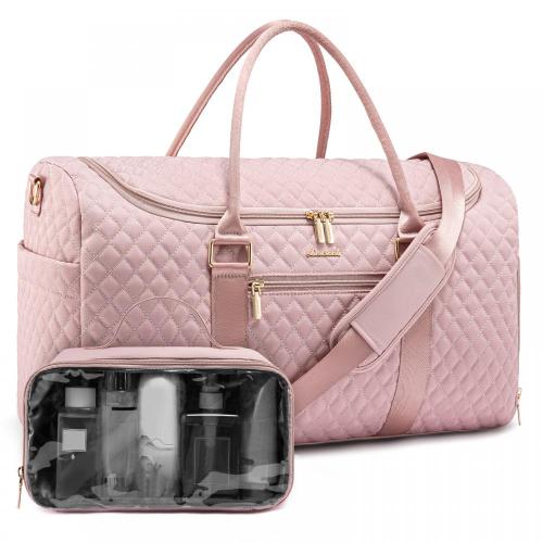 LOVEVOOK custom stylish quilted carry on outdoor handbags with transparent toiletry pouch luggage travel duffel bags men women