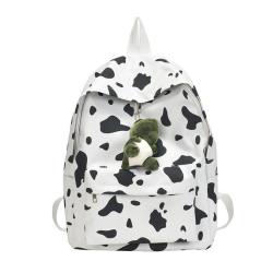 OEM909 Ladies Cow Print Bag Small Cute Canvas Leisure Backpack Casual School Bags for Girls College Women Shoulder Bag