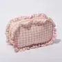 Keymay Low MOQ Good Quality S M L XL Makeup Storage Bag Gingham Cosmetic Bag Nylon Zipper Pouch Ruffle Make Up Bags