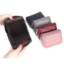 Real Leather Cool Rfid Blocking Protection Block Name Card Credit Card Case Holder Wallet Women Men