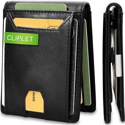 Wholesale leather clip wallet leather card holder rfid blocking leather slim money clips