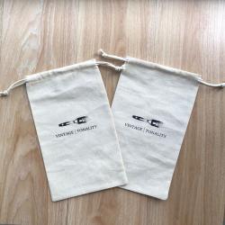 Custom Logo Printed Muslin Cotton Gift Drawstring Bag Cotton Gift Packaging Pouch