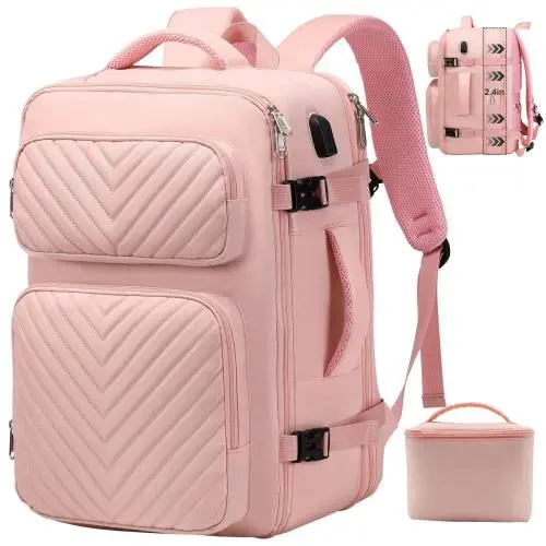 Custom Trendy Large Capacity Quilted Backpack for Women Multi-functional Business Backpack with Laptop Pocket