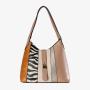 Susen Chrisbella Zebra stripes pu leather shoulder bags Color matching shoulder tote bag custom women's tote hobo bags
