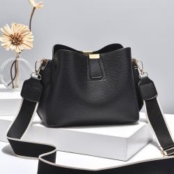 Simple And Casual Lychee Patterned Bucket Bag PU New Trendy Multi Color Shoulder Bag Handbags Brands China Brand Women Bags